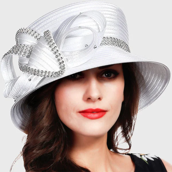 Women Satin Church Kentucky Derby Dress Hats SD707 Crew Neckline Sporty
