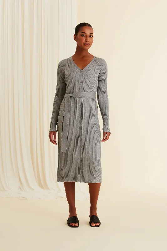 Marcia Knit Dress Grey Melange Tunics Favorite customer