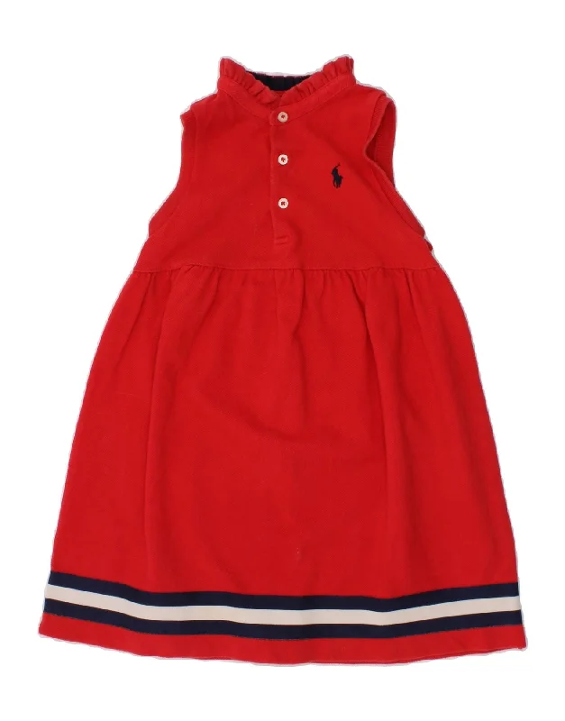 RALPH LAUREN Girls Sleeveless Polo Dress 2-3 Years Red Tunics New arrival