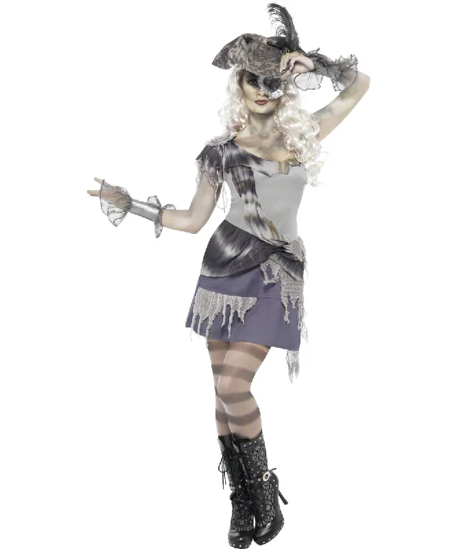 Ladies Halloween Zombie Ghost Pirate Fancy Dress Costume Tunics Long Elegant