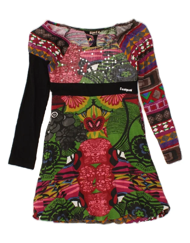 DESIGUAL Girls Graphic Long Sleeve A-Line Dress 5-6 Years Multicoloured Tunics Yoga stretchy DESIGUAL Girls Graphic Long Sleeve A-Line Dress 5-6 Years Multicoloured Tunics Yoga stretchy