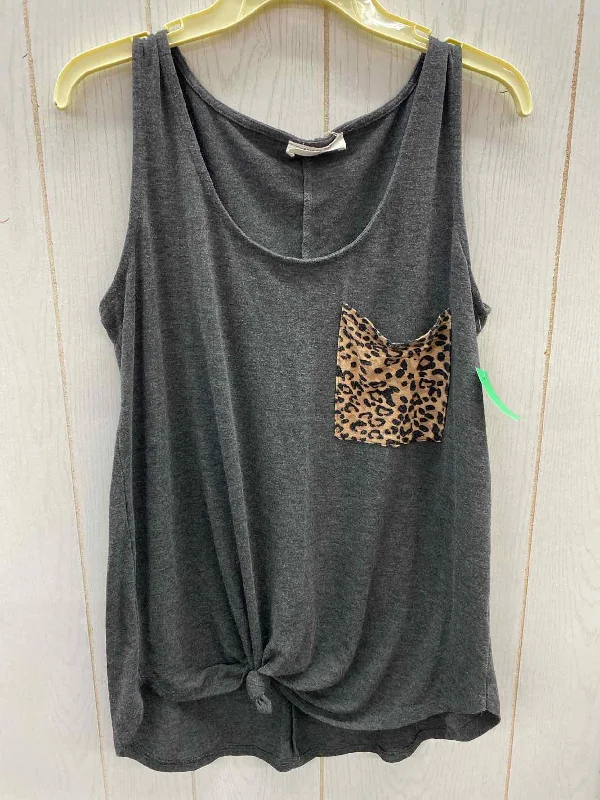 Zenana Gray Womens Size M Tank Top rhinestone tank top