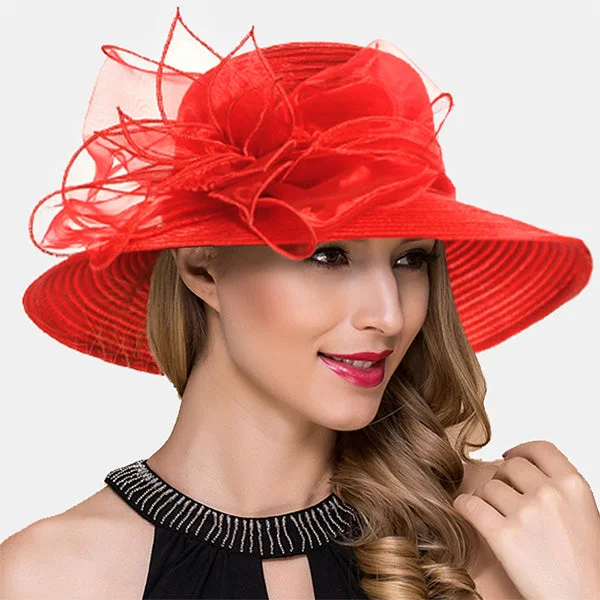 Women Church Dress Wide Brim Hat S052 Tunics Solid Classic
