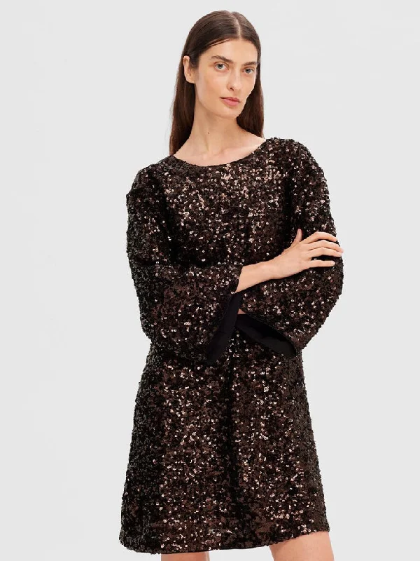 Selected Femme Mallie Sequins Dress in Java Tunics Stylish elegant