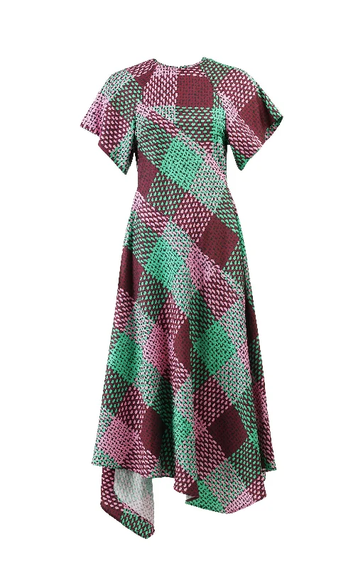 Klosters Asymmetric Dress Checked Green Tunics Hiking breathable
