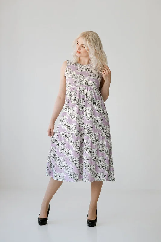 Sleeveless Ruffle Dress Selma Lavender Elegant Long Evening