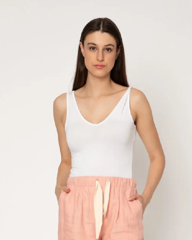 Two by Two Reversable Rayon Tank White basic tank top