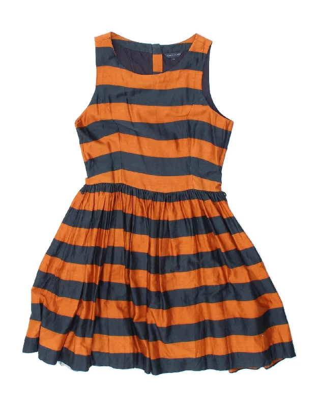 TOMMY HILFIGER Girls Sleeveless A-Line Dress 15-16 Years Orange Striped Tunics Fashionable trendy