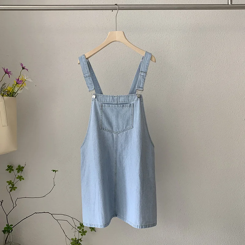 Women Ivy Preppy Style Summer Loose Casual Denim Suspender Dress Tunics Luxurious high-end Women Ivy Preppy Style Summer Loose Casual Denim Suspender Dress Tunics Luxurious high-end