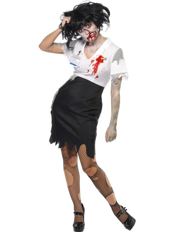 Zombie Office Worker Costume Horror Fancy Dress Shift Classic Vintage