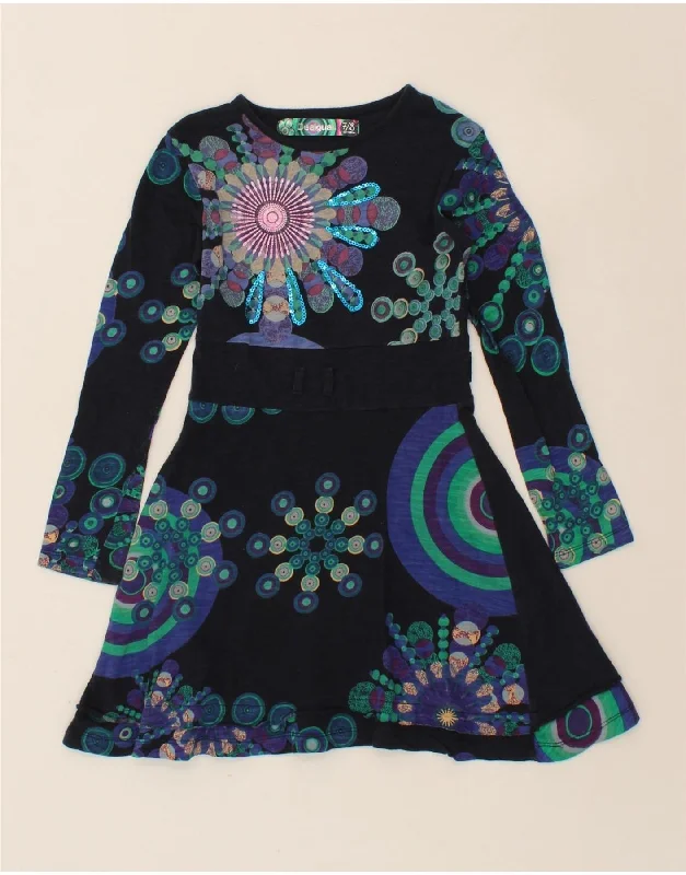 DESIGUAL Girls Abstract Pattern A-Line Dress 7-8 Years Navy Blue Tunics Hiking breathable DESIGUAL Girls Abstract Pattern A-Line Dress 7-8 Years Navy Blue Tunics Hiking breathable