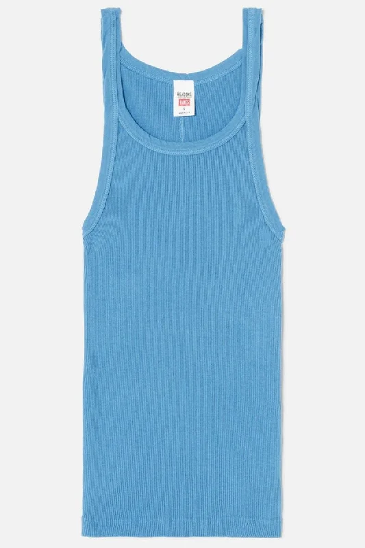 Ribbed Tank - Azure silver tank top