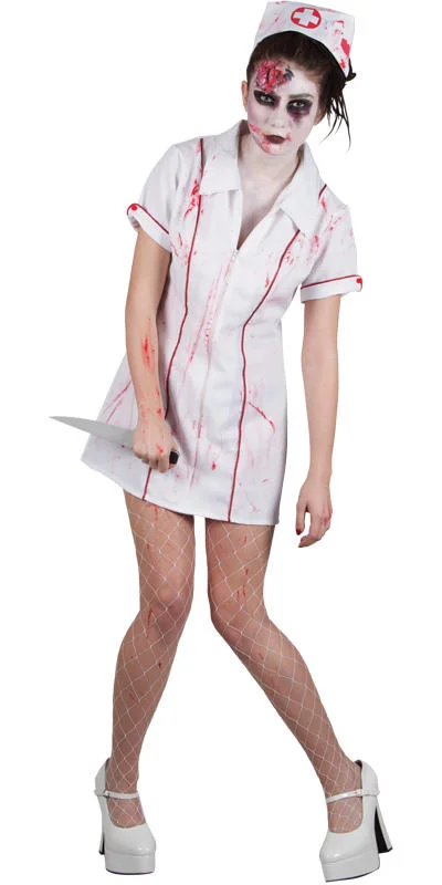 Killer Zombie Nurse Halloween Costume Horror Fancy Dress Bodycon Club Sequined