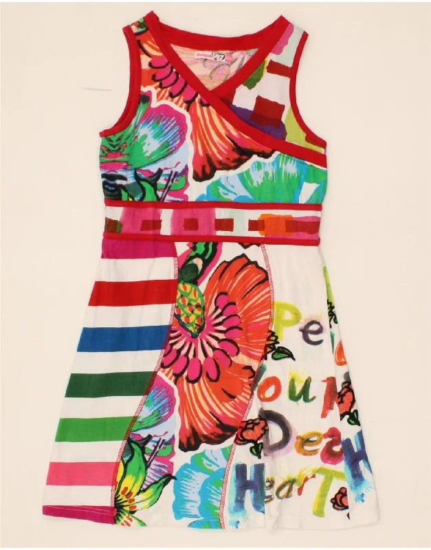 DESIGUAL Girls Graphic Sleeveless A-Line Dress 13-14 Years Multicoloured Halter Neckline Beach