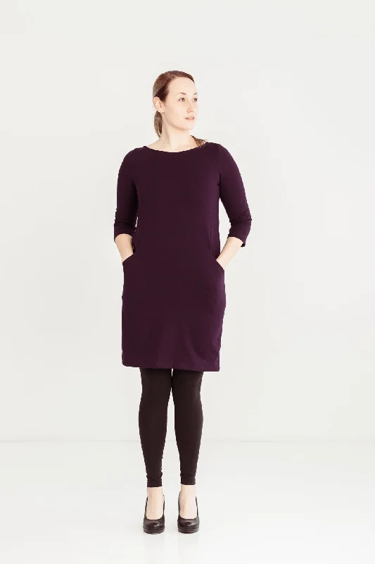 Boxy Dress Violet Off-the-shoulder Chic Trendy