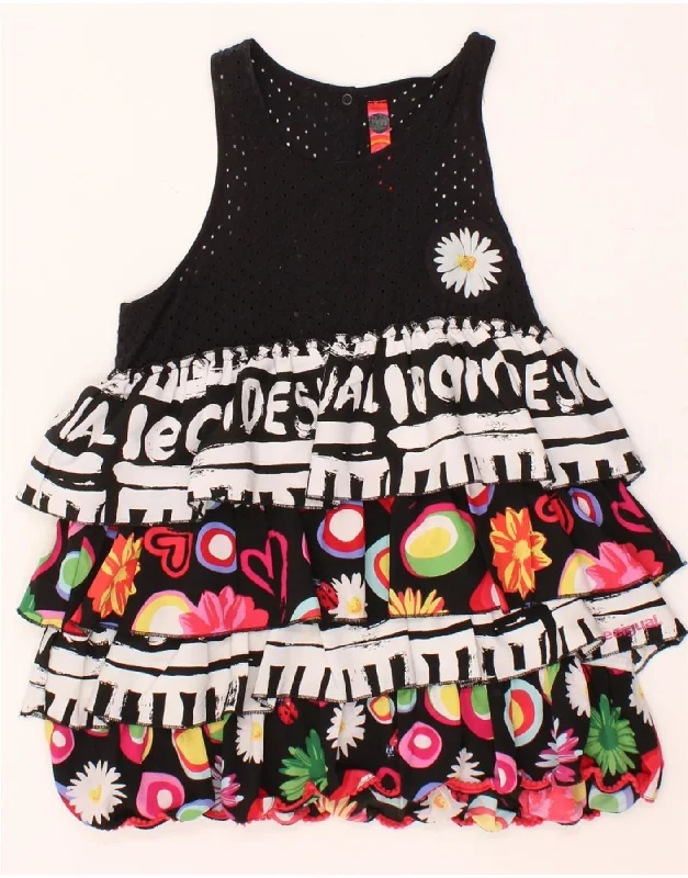 DESIGUAL Girls Graphic Sleeveless Tiered Dress 13-14 Years Black Floral Tunic Top Casual DESIGUAL Girls Graphic Sleeveless Tiered Dress 13-14 Years Black Floral Tunic Top Casual