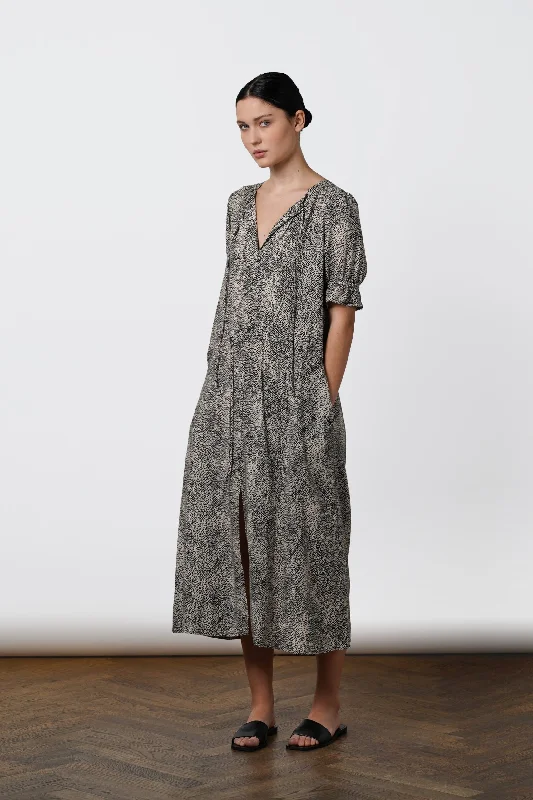 Bella Dress Sand Floral Print girly