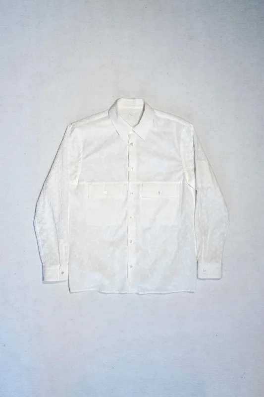Fujimoto My Dress Shirt "FLOWER" (WHITE) Cowl Neckline Elegant