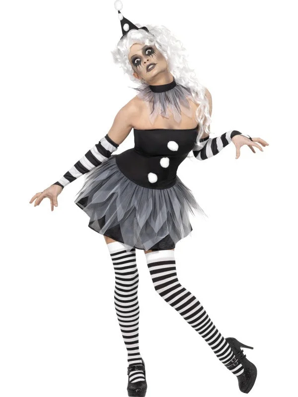 Ladies Pierrot Jester Clown Halloween Circus Fancy Dress Costume Casual Short Summer Ladies Pierrot Jester Clown Halloween Circus Fancy Dress Costume Casual Short Summer