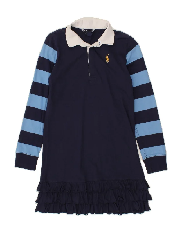 RALPH LAUREN Girls Long Sleeve Polo Dress 12-13 Years Large  Navy Blue Tunics Sophisticated sleek