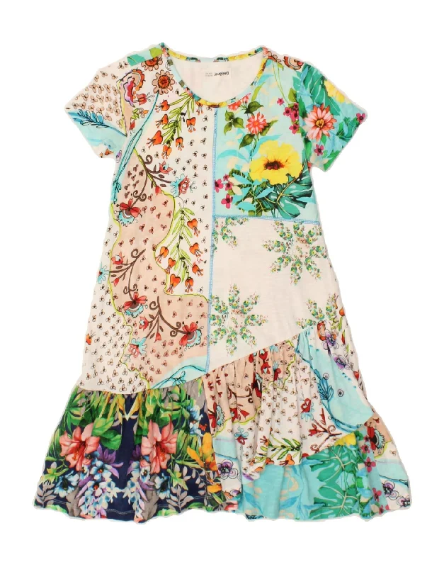 DESIGUAL Girls A-Line Dress 11-12 Years Multicoloured Floral Tunics Sophisticated sleek