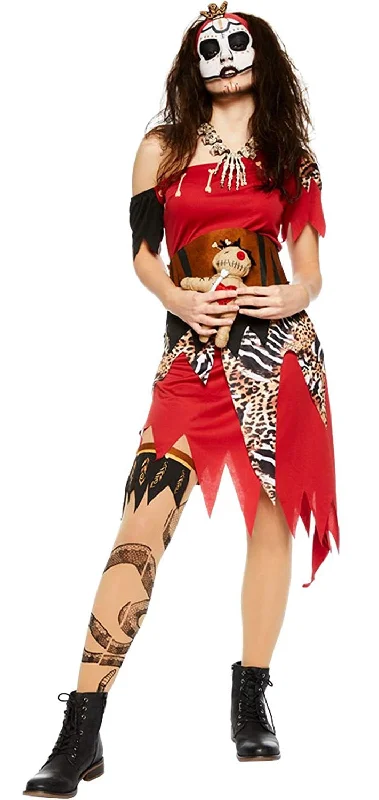 Ladies Witch Doctor Halloween Voodoo Undead Fancy Dress Costume Tunics Chic fashionable Ladies Witch Doctor Halloween Voodoo Undead Fancy Dress Costume Tunics Chic fashionable
