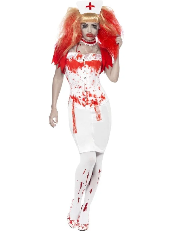 Ladies Blood Drip Nurse Halloween Costume Horror Fancy Dress Tunics Top rated