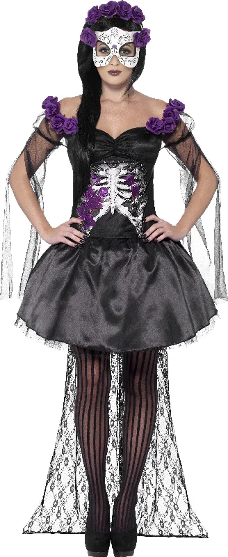 Day of the Dead Senorita Ladies Fancy Dress Off-the-shoulder Chic Trendy