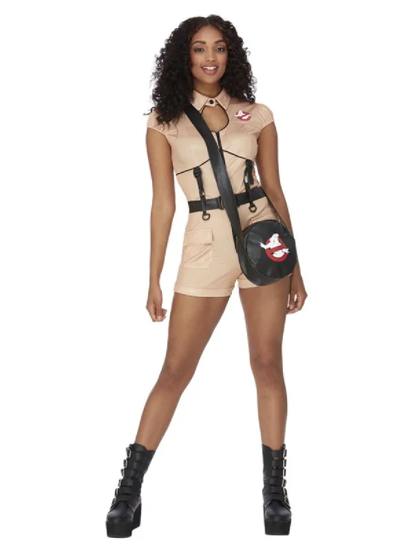 Ladies Ghostbusters Hotpant Fancy Dress Halloween 80s Costume Tunics Fashionable trendy