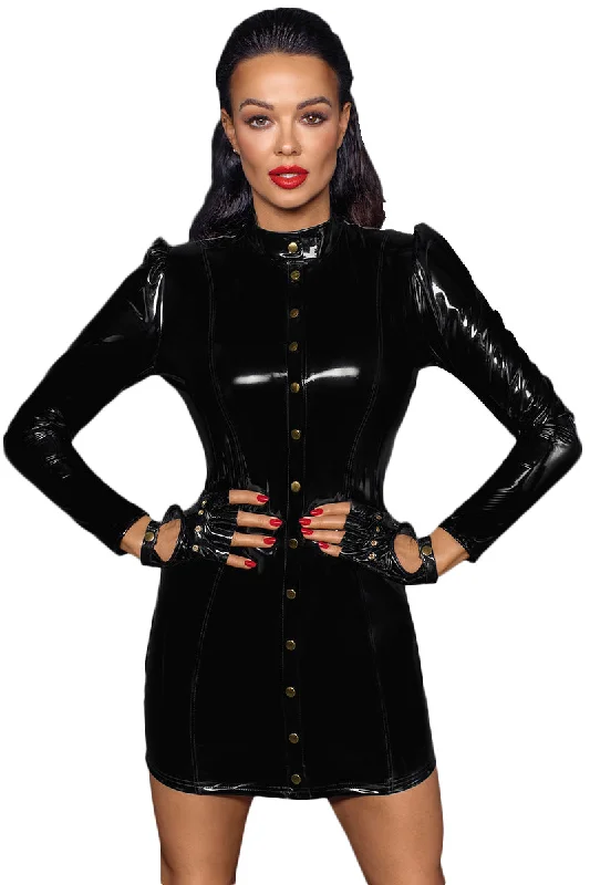 Noir Handmade Short PVC Dress Tunics Fall fleece