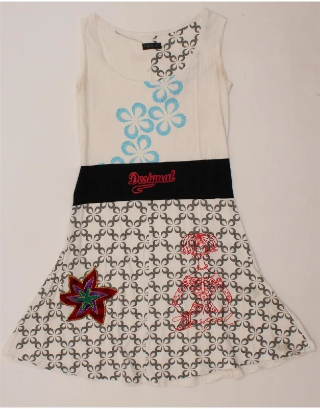 DESIGUAL Girls Graphic Sleeveless A-Line Dress 10-11 Years White Floral Tunics Fall fleece DESIGUAL Girls Graphic Sleeveless A-Line Dress 10-11 Years White Floral Tunics Fall fleece