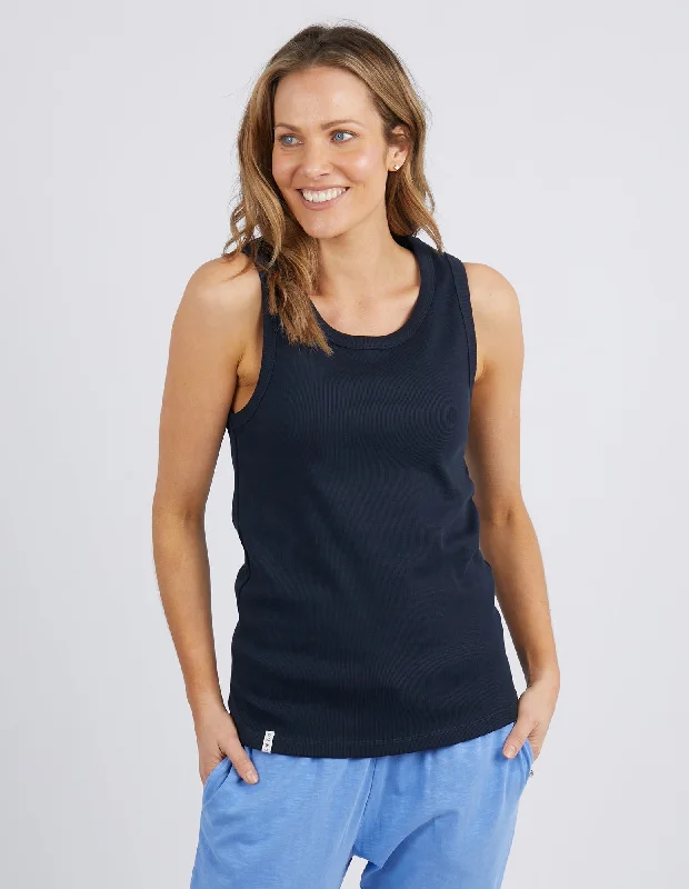 Elm Rib Crew Tank - Dark Sapphire striped tank top