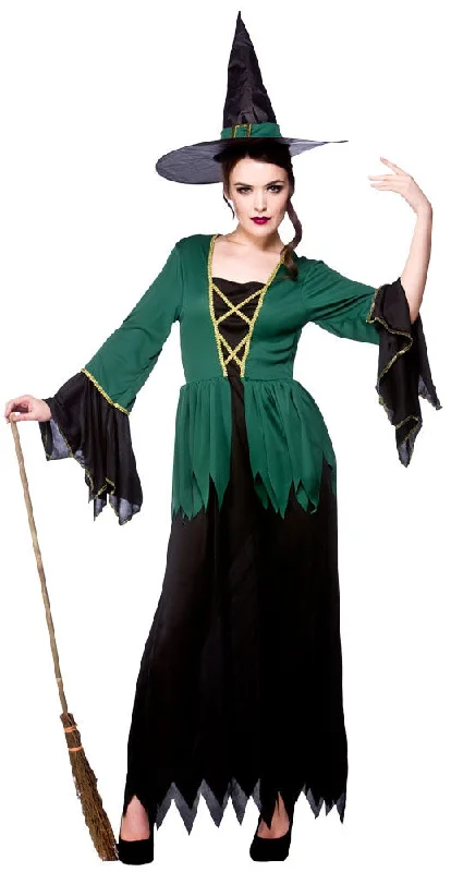 Ladies Wicked Witch Halloween Fancy Dress Costume Tunics Velvet soft