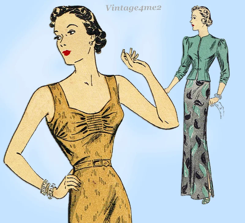 Du Barry 1900B: 1930s Stunning Uncut Dress or Gown Sz 38 B Vintage Sewing Pattern Tunics Ceremony elegant Du Barry 1900B: 1930s Stunning Uncut Dress or Gown Sz 38 B Vintage Sewing Pattern Tunics Ceremony elegant
