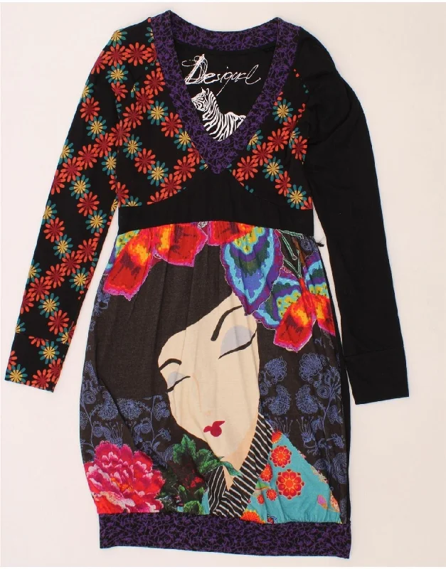 DESIGUAL Womens Graphic Long Sleeve Bubble Dress UK 14 Large Multicoloured Tunics Canvas sturdy DESIGUAL Womens Graphic Long Sleeve Bubble Dress UK 14 Large Multicoloured Tunics Canvas sturdy