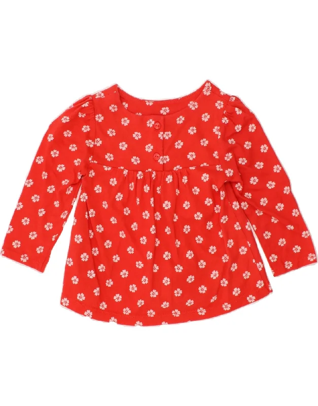 TOMMY HILFIGER Baby Girls A-Line Dress 12-18 Months Red Floral Cotton Tunics Business professional