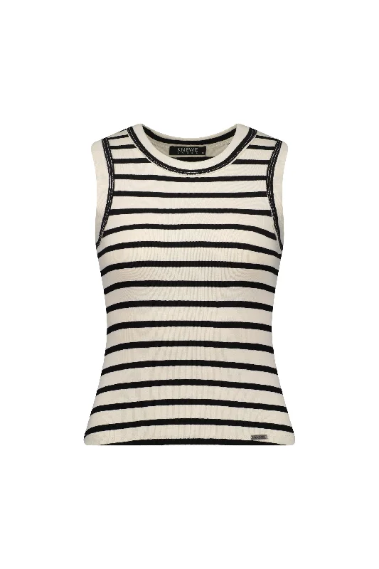 K3042 KNEWE True Tank - Black/Ecru v-neck tank top