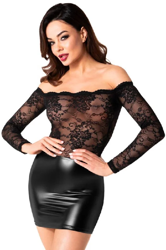 Noir Handmade Mesh Wetlook Dress A-Line Day Work