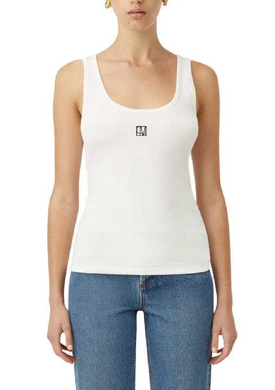 C&M Nora Scoop Neck Tank White off shoulder tank