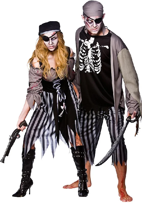 Zombie Cutthroat Pirate Costume Nautical Horror Fancy Dress Turtleneck Warm Winter