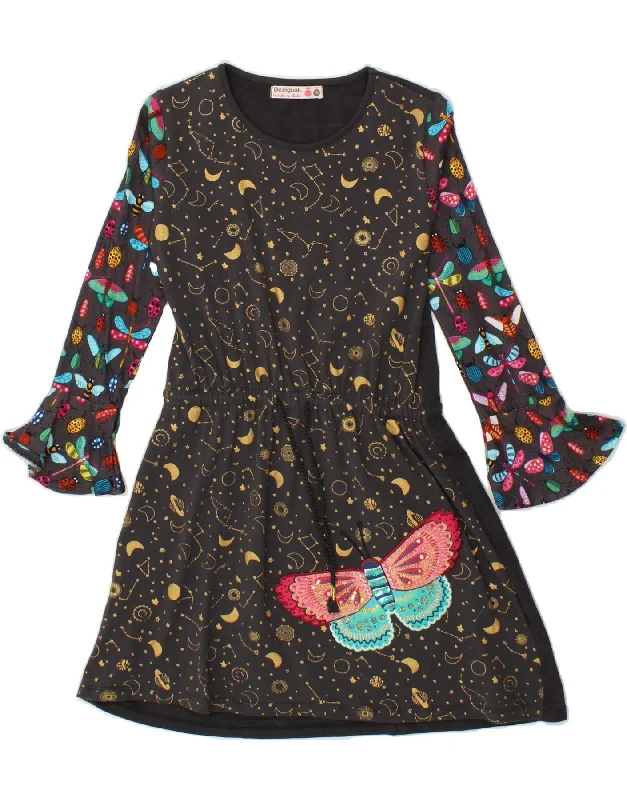 DESIGUAL Girls Abstract Pattern Long Sleeve A-Line Dress 11-12 Years Grey Tunics Silk luxurious DESIGUAL Girls Abstract Pattern Long Sleeve A-Line Dress 11-12 Years Grey Tunics Silk luxurious