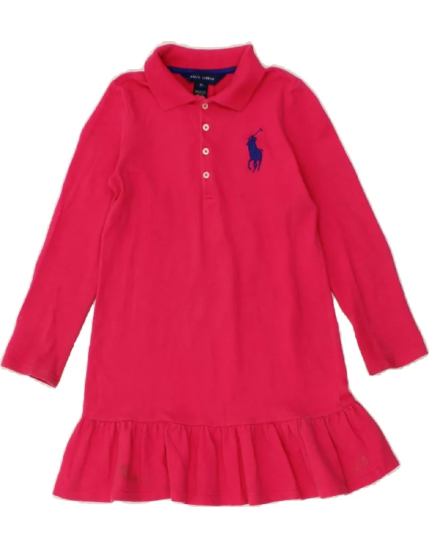 RALPH LAUREN Girls Long Sleeve Polo Dress 5-6 Years Pink Cotton Tunics Versatile all-occasion RALPH LAUREN Girls Long Sleeve Polo Dress 5-6 Years Pink Cotton Tunics Versatile all-occasion