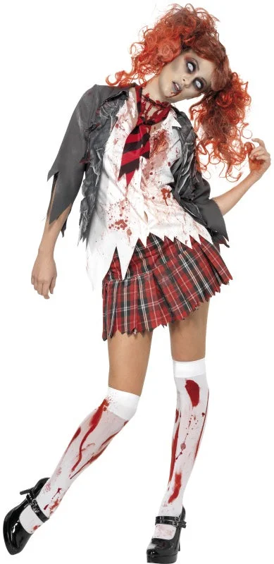 Halloween Zombie School Girl Fancy Dress Costume Tunics Solid Classic