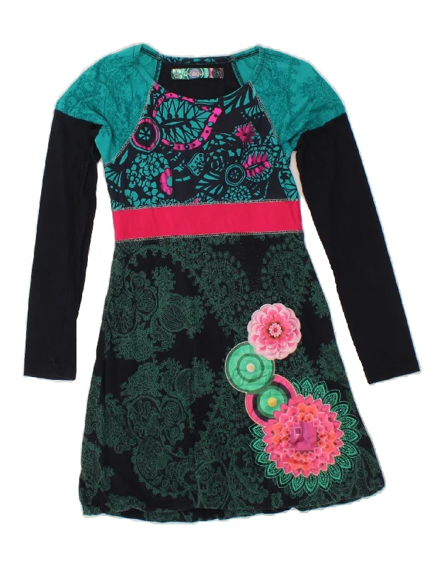 DESIGUAL Girls Graphic Long Sleeve A-Line Dress 9-10 Years Black Paisley Tunics Evening elegant DESIGUAL Girls Graphic Long Sleeve A-Line Dress 9-10 Years Black Paisley Tunics Evening elegant