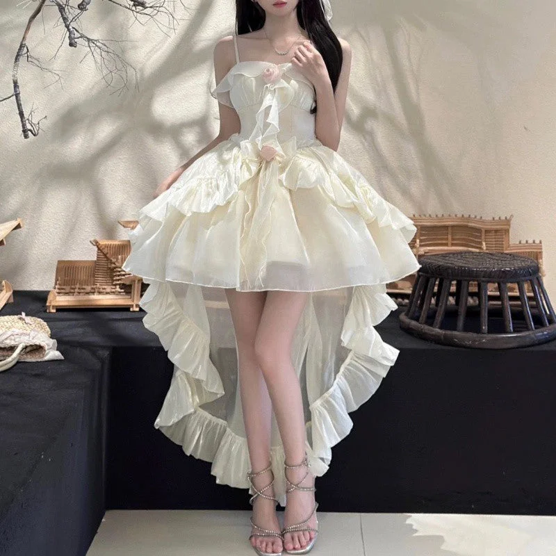 Wjczt aesthetic halloween costumes Summer New Korean Style White Moonlight First Love Sense Niche Exquisite Waist Slimming Sling Tail Dress Short Skirt for Women Tunics Trendy modern Wjczt aesthetic halloween costumes Summer New Korean Style White Moonlight First Love Sense Niche Exquisite Waist Slimming Sling Tail Dress Short Skirt for Women Tunics Trendy modern