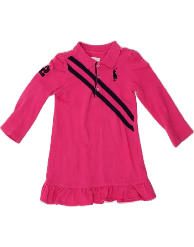 RALPH LAUREN Girls Long Sleeve Polo Dress 4-5 Years Pink Colourblock Tunics Denim casual RALPH LAUREN Girls Long Sleeve Polo Dress 4-5 Years Pink Colourblock Tunics Denim casual