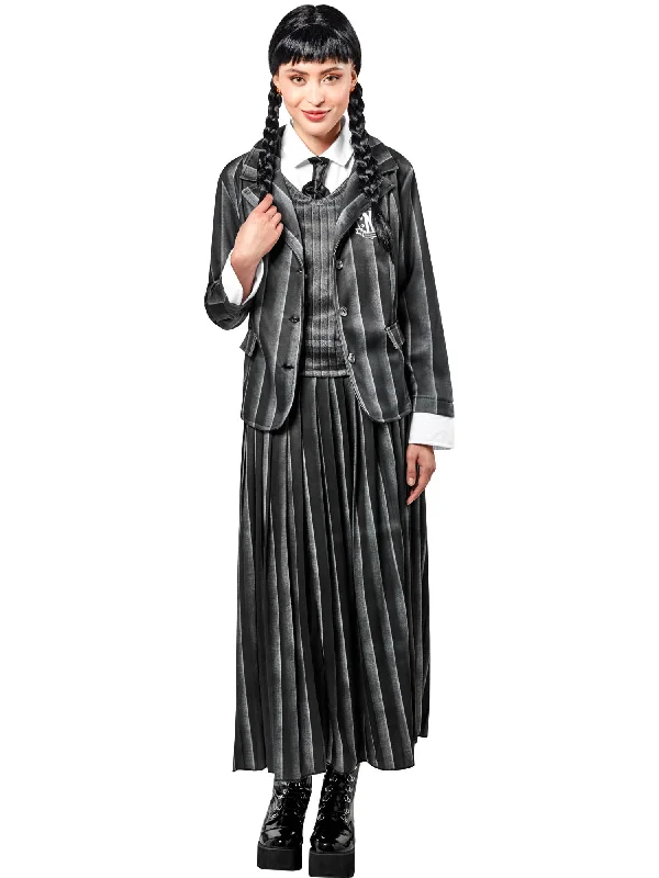 Ladies Wednesday Addams School Halloween Fancy Dress Costume Tunics Cozy soft