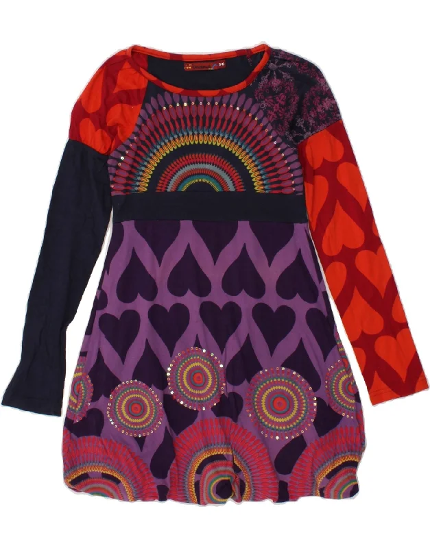 DESIGUAL Girls Long Sleeve A-Line Dress 9-10 Years Multicoloured Cotton Tunics Trousers formal DESIGUAL Girls Long Sleeve A-Line Dress 9-10 Years Multicoloured Cotton Tunics Trousers formal