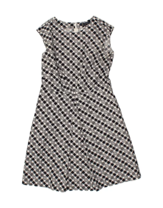 BROOKS BROTHERS Womens Sleeveless A-Line Dress UK 12 Medium Black Check Tunics Custom made