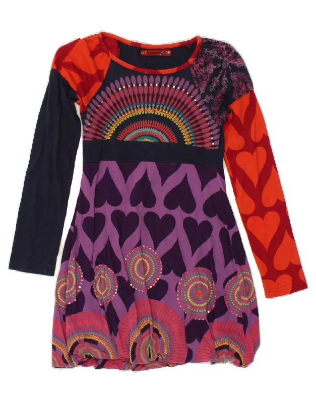 DESIGUAL Girls Graphic Long Sleeve A-Line Dress 9-10 Years Multicoloured Tunics Ceremony elegant DESIGUAL Girls Graphic Long Sleeve A-Line Dress 9-10 Years Multicoloured Tunics Ceremony elegant